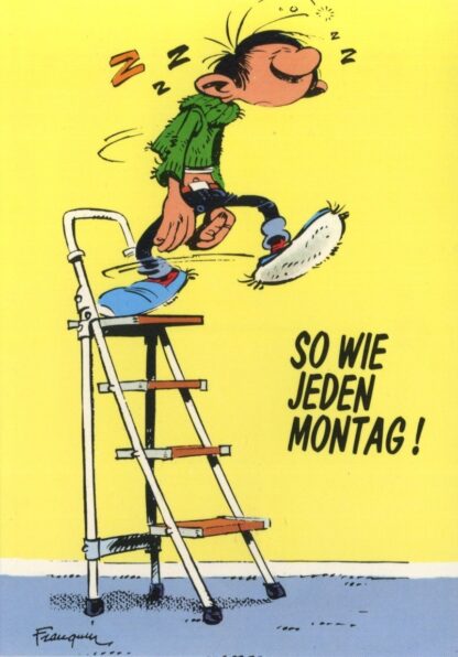 Gaston lagaffe : Carte postale : So wie jeden montag ! (en allemand)