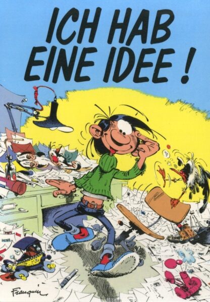 Gaston lagaffe : Carte postale : Ich hab eine idee ! (en allemand)