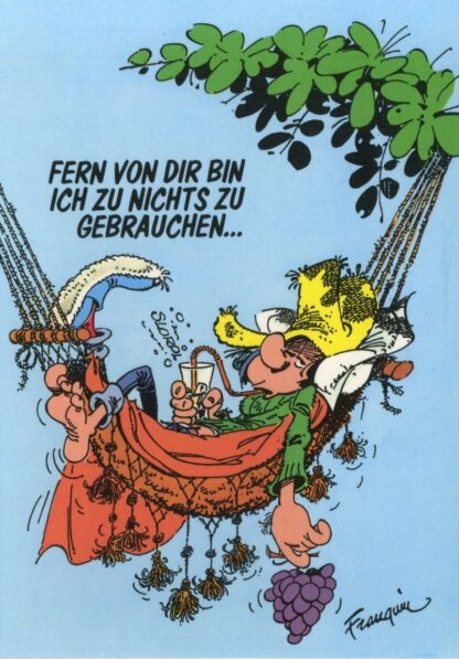 Gaston lagaffe : Carte postale : Fern von dir bin ich zu nichts zu gebrauchen... (en allemand)