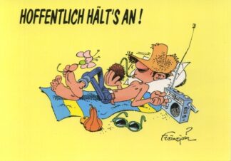 Gaston lagaffe : Carte postale : Hoffentlich hält's an ! (en allemand)