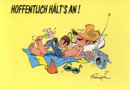 Gaston lagaffe : Carte postale : Hoffentlich hält's an ! (en allemand)