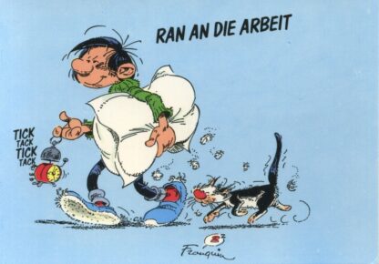 Gaston lagaffe : Carte postale : Ran an die arbeit (en allemand)
