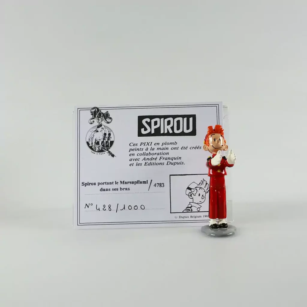 Figurine métal Spirou portant le Marsupilami Pixi