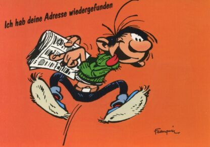 Gaston lagaffe : Carte postale : Ich hab deine adresse wiedergefunden (en allemand)