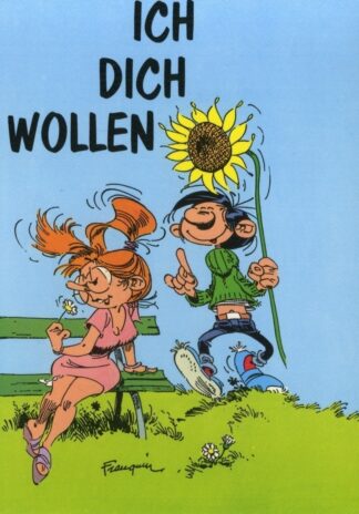 Gaston lagaffe : Carte postale : Ich dich wollen (en allemand)
