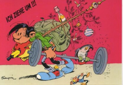 Gaston Lagaffe : Carte postale : Ich ziehe um !!! (en allemand)