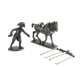 Napoléon, Figurine en métal, Cheval d'attelage d'artillerie avant-gauche pour conducteur + Palonnier à deux chevaux + Laquais de la Maison de l'Empereur, 1/30