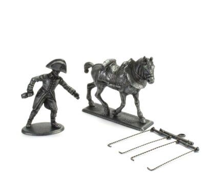 Napoléon, Figurine en métal, Cheval d'attelage d'artillerie avant-gauche pour conducteur + Palonnier à deux chevaux + Laquais de la Maison de l'Empereur, 1/30