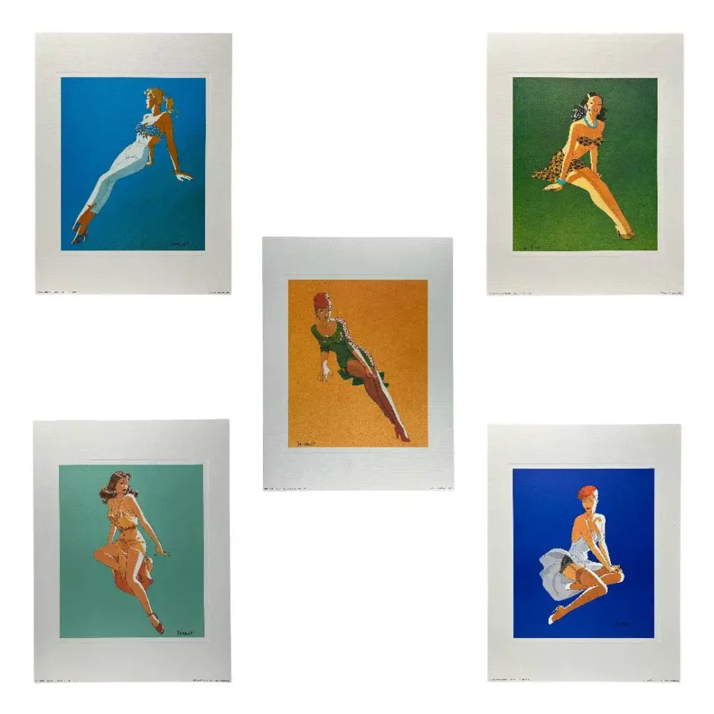 Berthet Lot de 5 Affiches offset Pin-up
