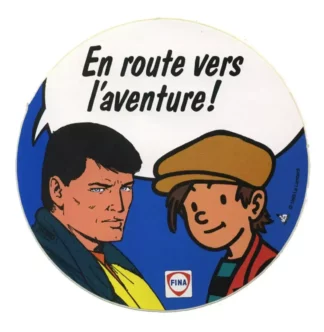 Bob-Morane-et-Nino-Autocollant-Fina-En-route-vers-aventure