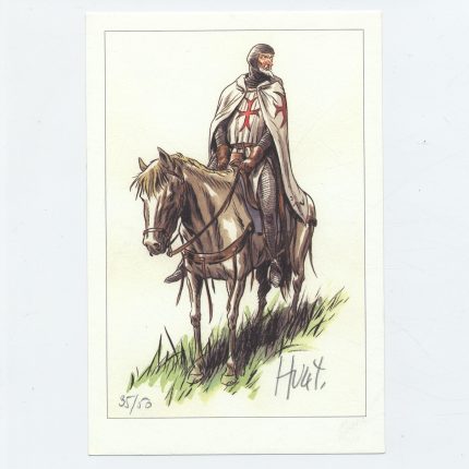 Hulet : Extra-Muros : Ex-libris offset signé : Templier à cheval