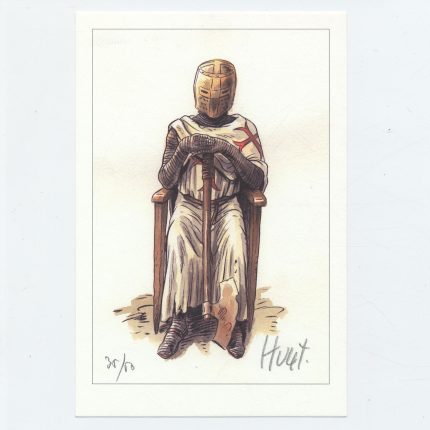 Hulet : Extra-Muros : Ex-libris offset signé : Templier à la hache
