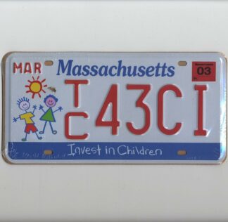 Plaque d'immatriculation américaine, MASSACHUSETTS Invest in Children