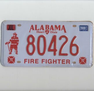 Plaque d'immatriculation américaine, Pompiers ALABAMA Firefighter