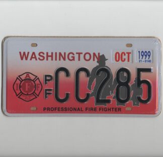 Plaque d'immatriculation américaine Pompiers WASHINGTON Professional FireFighter