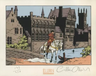 Ex-libris-sérigraphié-signé-Vasco-à-cheval-Chaillet