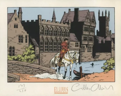 Ex-libris-sérigraphié-signé-Vasco-à-cheval-Chaillet