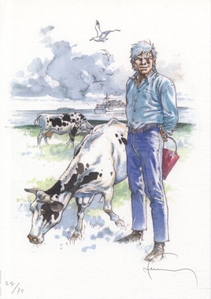 Hermann, Bernard Prince, Ex-Libris signé, le Cormoran et deux vaches