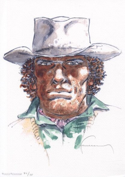 Hermann, Commanche, Ex-Libris signé, portrait de Red Dust