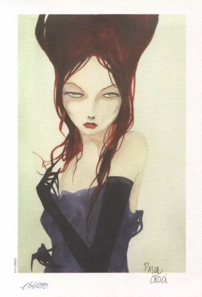 Femme-Ex-libris-offset-signé-par-Croci