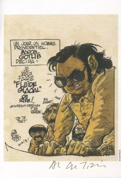 Hommage-à-Marcel-Gotlib-Ex-libris-offset-signé-ns-par-Coutelis