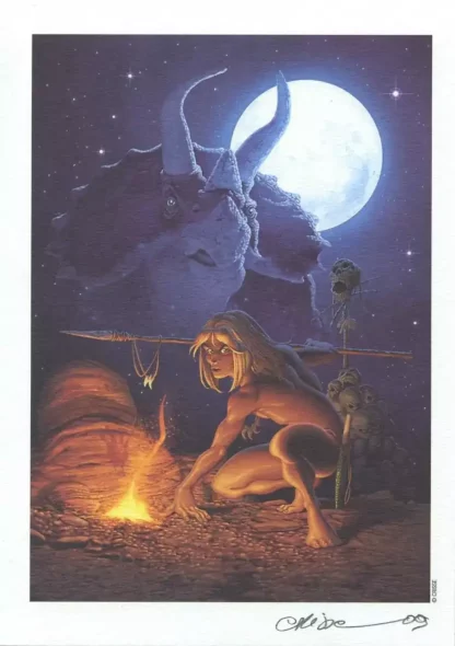 Hommage à Rahan Ex-libris offset signé par Crisse