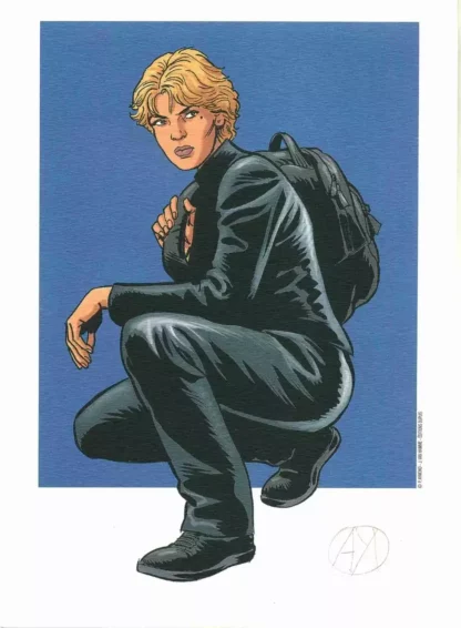 Lady-S-accroupie-Ex-libris-offset-signé-par-Aymond