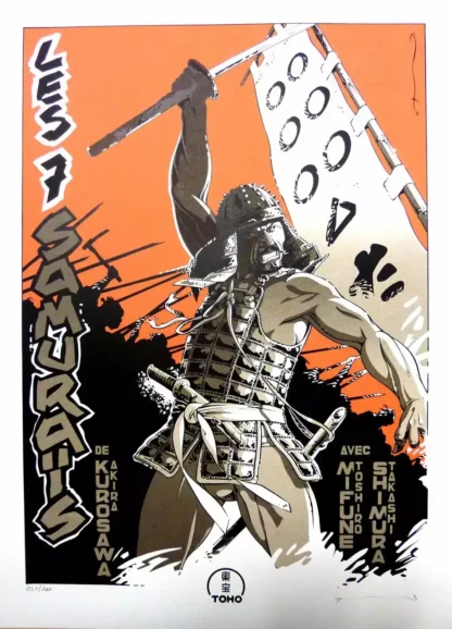 Les-7-Samourais-Sérigraphie-signée-par-Michetz