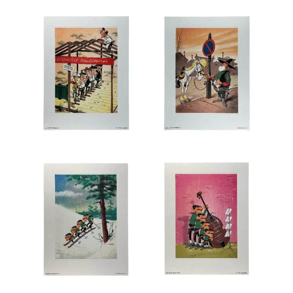 Lucky Luke, Lot de 4 Affiches offset, Série Archives