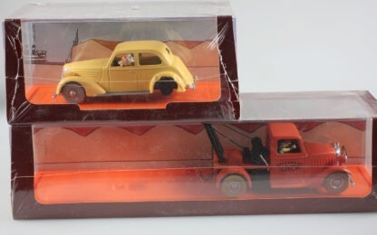 Hergé, En voiture Tintin, Le crabe aux pinces d'or, la dépanneuse + voiture accidentée, 1944, 1/43