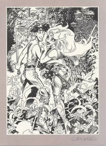 Marlysa-et-Tatrin-Ex-libris-offset-signé-version-nb-par-Danard
