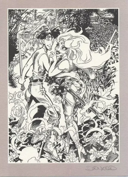 Marlysa-et-Tatrin-Ex-libris-offset-signé-version-nb-par-Danard