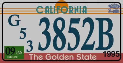Plaque d'immatriculation américaine, California (The Golden State)