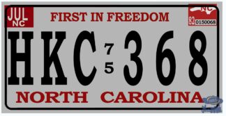 Plaque d'immatriculation américaine, North Carolina (First in Freedom)