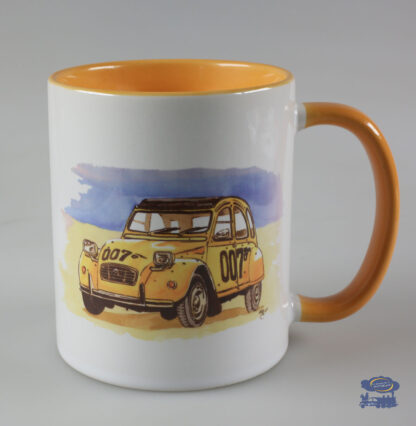 James Bond, L'agent 007, Citroën 2CV, Mug Blanc / Jaune Orangé