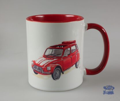 Citroën Dyane rouge, Mug Blanc / Rouge
