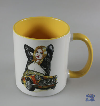 Mini Morris Rallye, Mug Blanc/jaune