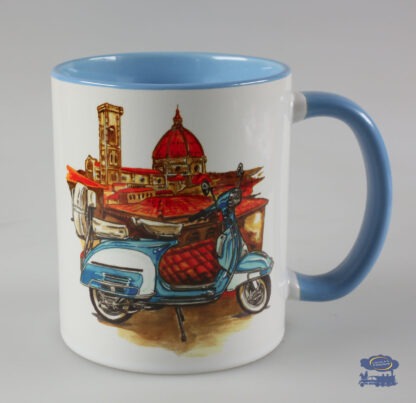 Vespa Bleu Ville, Mug Blanc/Bleu
