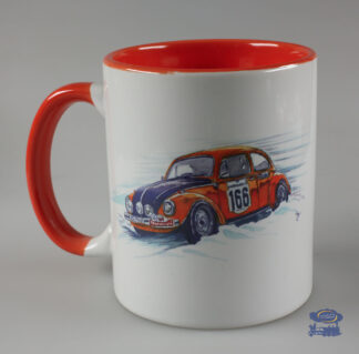 Volkswagen Coccinelle Rallye 166, Mug Blanc / Jaune Orangé
