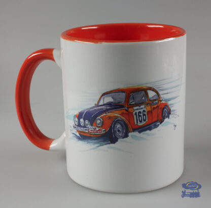 Volkswagen Coccinelle Rallye 166, Mug Blanc / Jaune Orangé