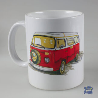 Volkswagen Combi rouge T2, Mug Blanc