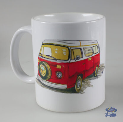 Volkswagen Combi rouge T2, Mug Blanc