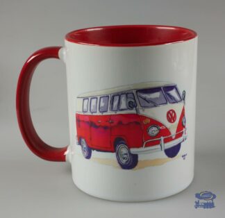 Volkswagen Combi Rouge T1, Mug Blanc / Rouge
