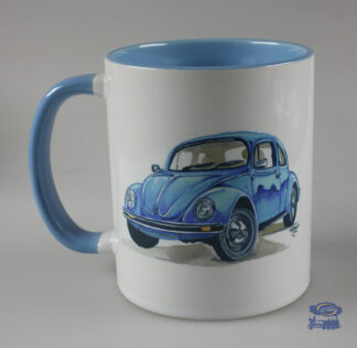 Volkswagen Coccinelle bleue, Mug Blanc / Bleu