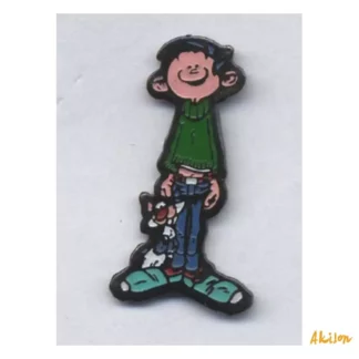 Pins-Gaston-Lagaffe-debout-et-son-chat-petit-par-Franquin