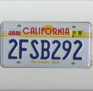 plaque immatriculation california golden state