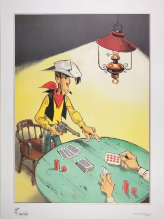 Poker-Affiche-Lucky-Luke-par-Morris-grand-modèle