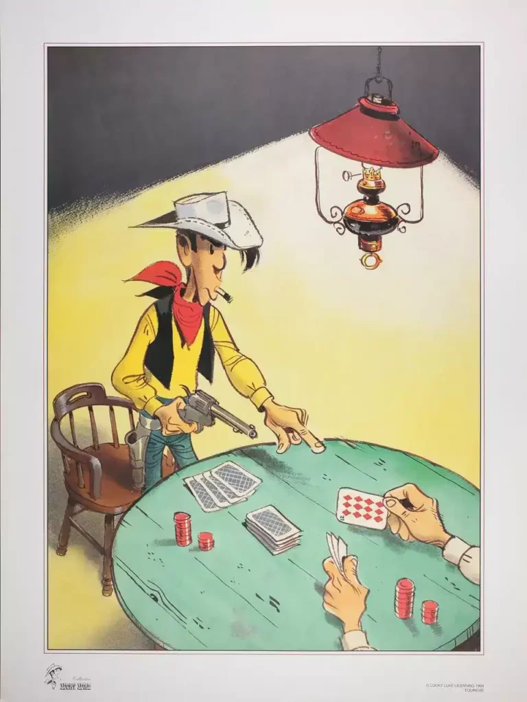 Poker-Affiche-Lucky-Luke-par-Morris-grand-modèle