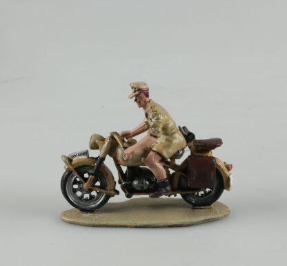 2nd World War, Figurine en métal, Soldat de l' Afrika Korps sur sa BMW R75 (Abimée à réparer)