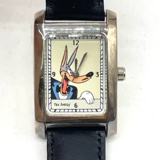 Montre Tex Avery The Wolf bracelet cuir noir